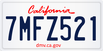 CA license plate 7MFZ521