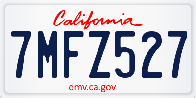 CA license plate 7MFZ527