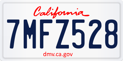 CA license plate 7MFZ528