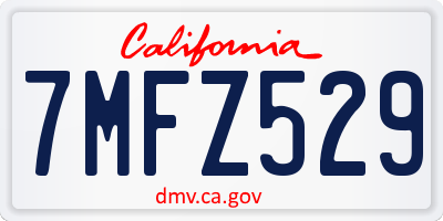 CA license plate 7MFZ529