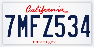 CA license plate 7MFZ534