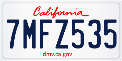 CA license plate 7MFZ535