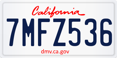 CA license plate 7MFZ536