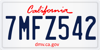 CA license plate 7MFZ542