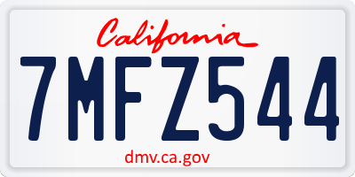 CA license plate 7MFZ544