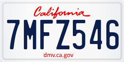 CA license plate 7MFZ546