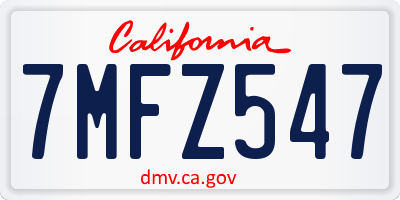 CA license plate 7MFZ547