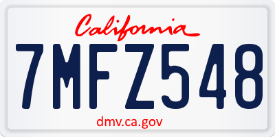 CA license plate 7MFZ548