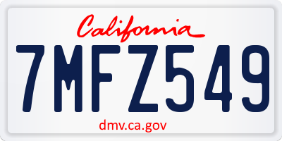 CA license plate 7MFZ549