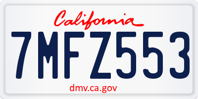 CA license plate 7MFZ553