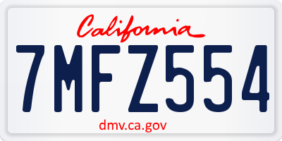 CA license plate 7MFZ554