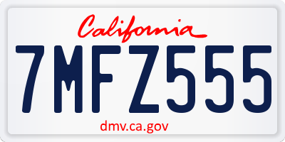 CA license plate 7MFZ555