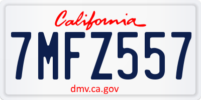 CA license plate 7MFZ557