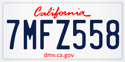 CA license plate 7MFZ558