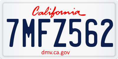 CA license plate 7MFZ562