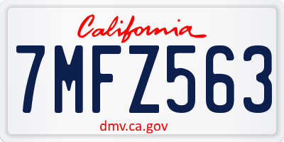CA license plate 7MFZ563