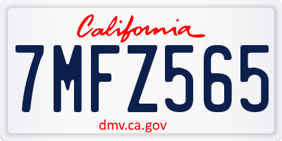 CA license plate 7MFZ565