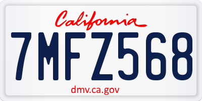 CA license plate 7MFZ568