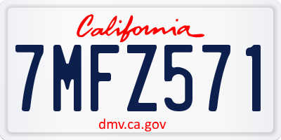 CA license plate 7MFZ571