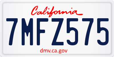 CA license plate 7MFZ575