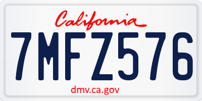 CA license plate 7MFZ576
