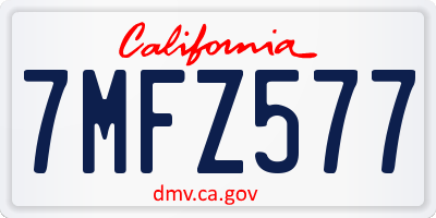 CA license plate 7MFZ577