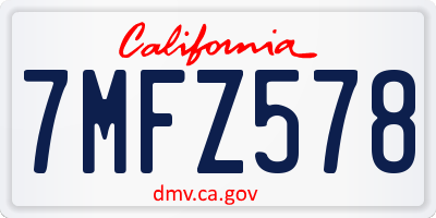 CA license plate 7MFZ578