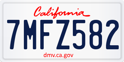 CA license plate 7MFZ582