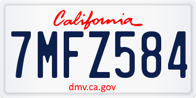 CA license plate 7MFZ584