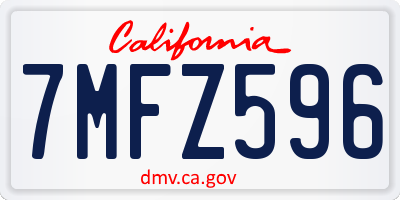 CA license plate 7MFZ596