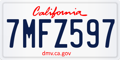 CA license plate 7MFZ597