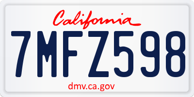 CA license plate 7MFZ598
