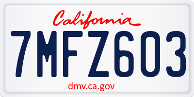 CA license plate 7MFZ603