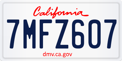 CA license plate 7MFZ607