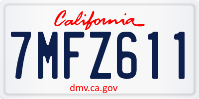 CA license plate 7MFZ611