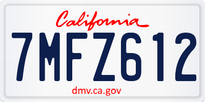 CA license plate 7MFZ612