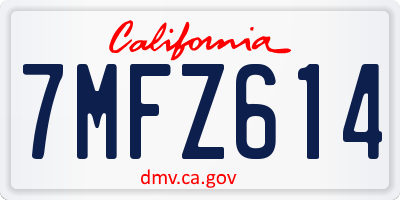 CA license plate 7MFZ614