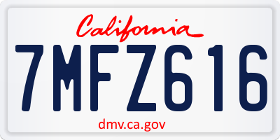 CA license plate 7MFZ616