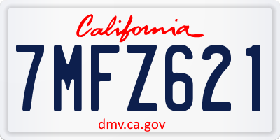 CA license plate 7MFZ621