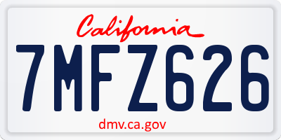 CA license plate 7MFZ626