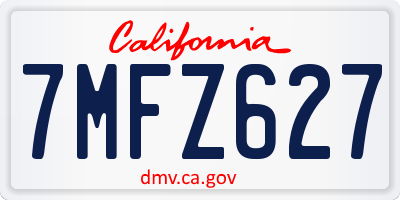 CA license plate 7MFZ627