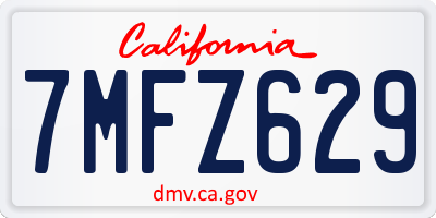 CA license plate 7MFZ629