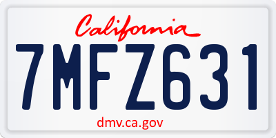 CA license plate 7MFZ631