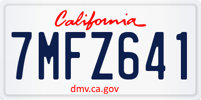 CA license plate 7MFZ641
