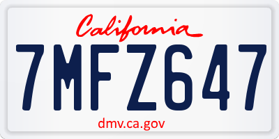 CA license plate 7MFZ647