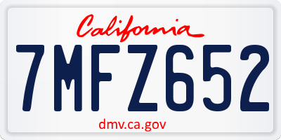 CA license plate 7MFZ652