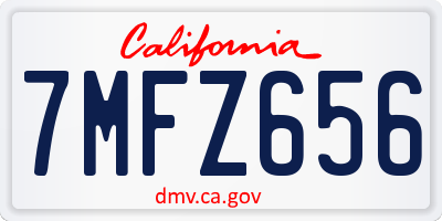 CA license plate 7MFZ656