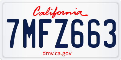 CA license plate 7MFZ663