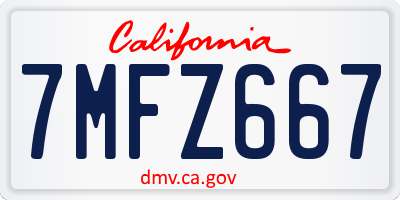 CA license plate 7MFZ667