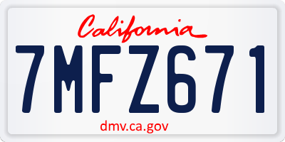 CA license plate 7MFZ671